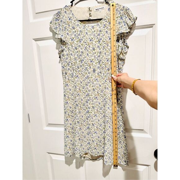 NWOT REFORMATION Idalia Printed Open Back Cutout Ruffle Sleeve Mini Dress 10US - Picture 9 of 16
